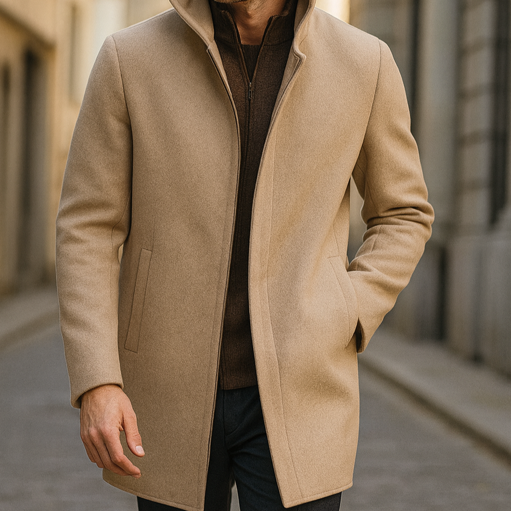 Men's Wool Hooded Winter Overcoat