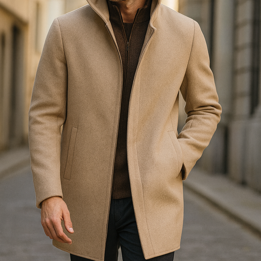 Men's Wool Hooded Winter Overcoat