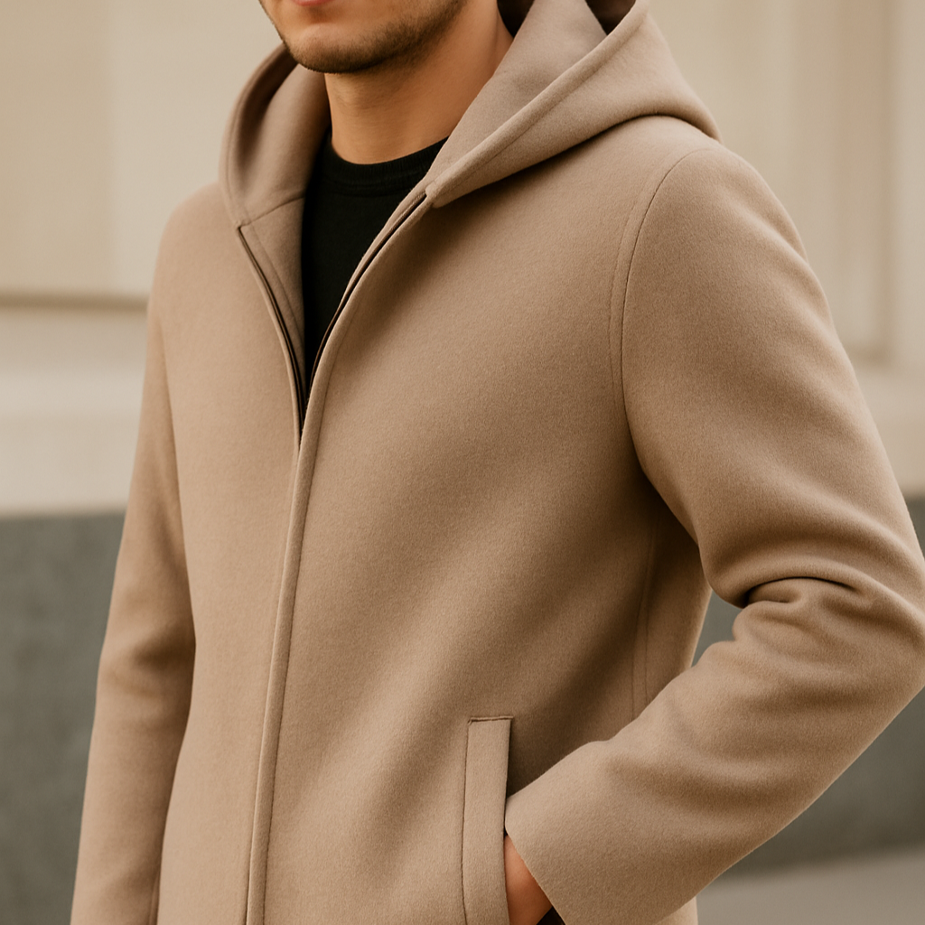 Men's Wool Hooded Winter Overcoat