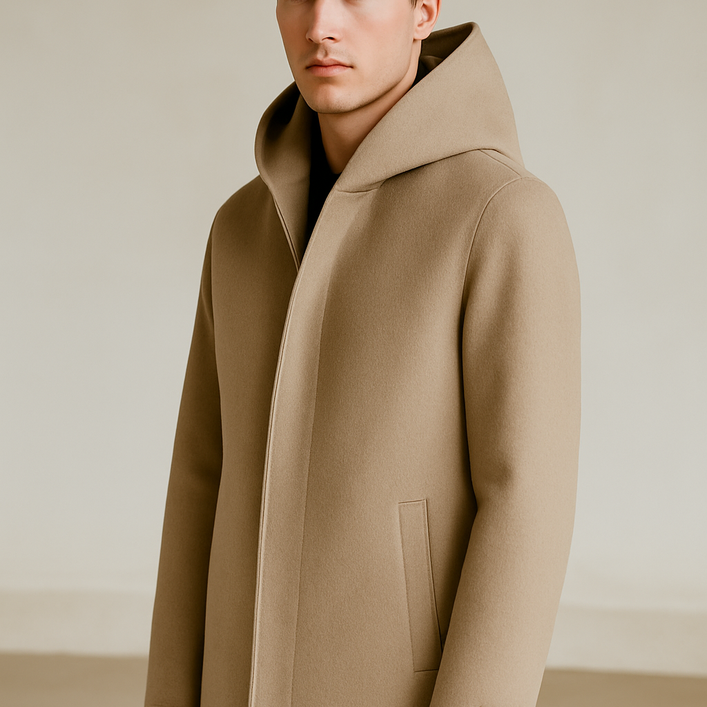 Men's Wool Hooded Winter Overcoat
