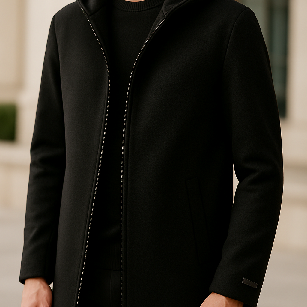 Men's Wool Hooded Winter Overcoat