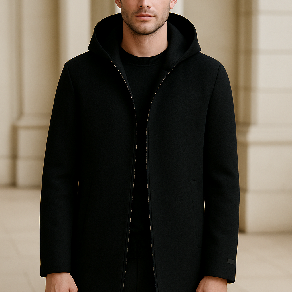 Men's Wool Hooded Winter Overcoat