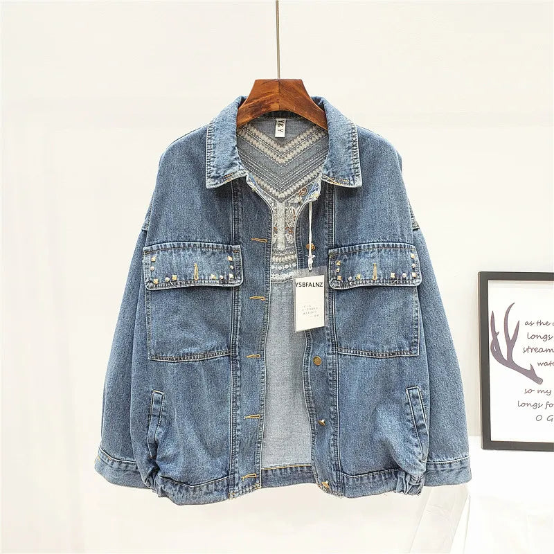 Women's Embroidered Thread Denim Jacket
