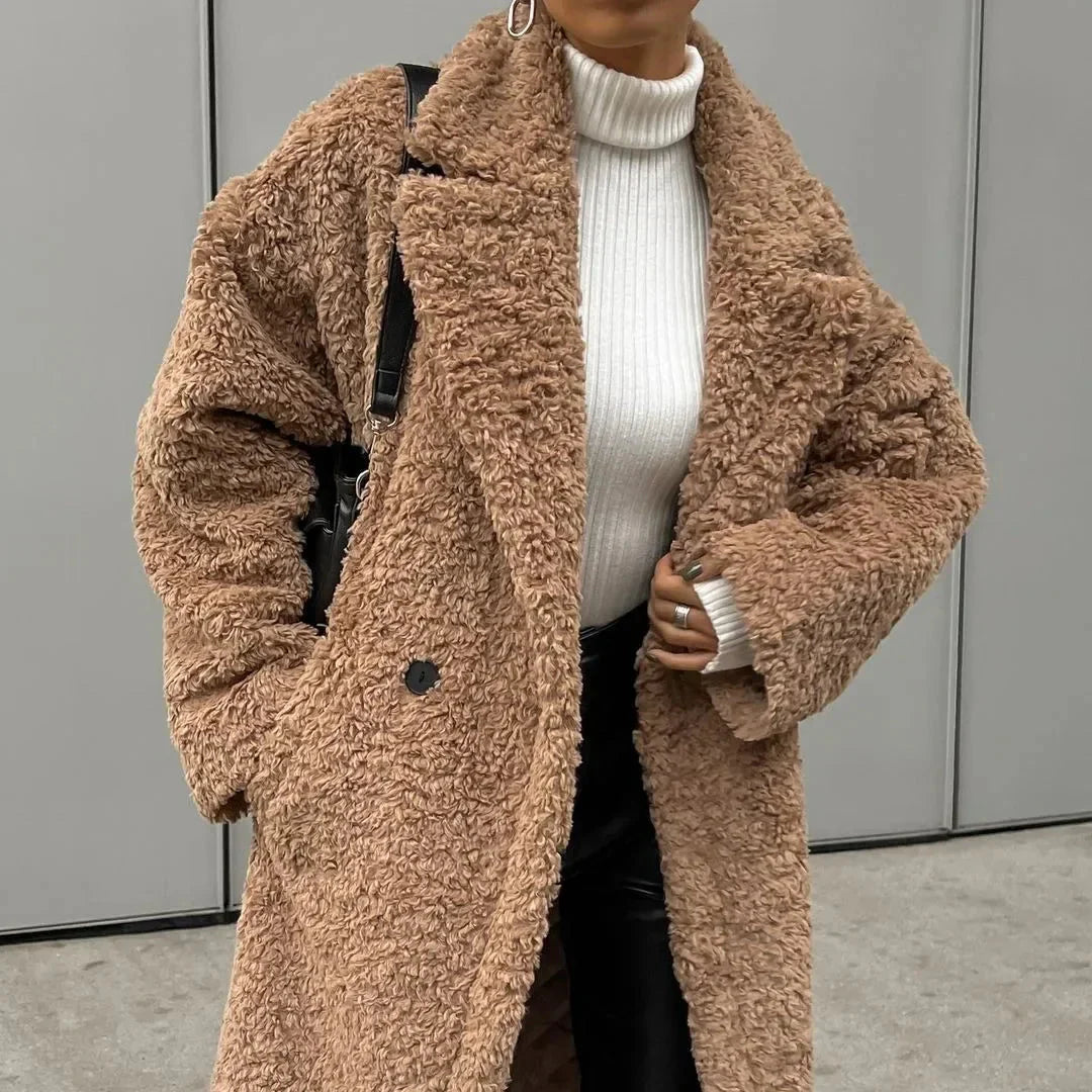 Women's Long Double-Breasted Overcoat