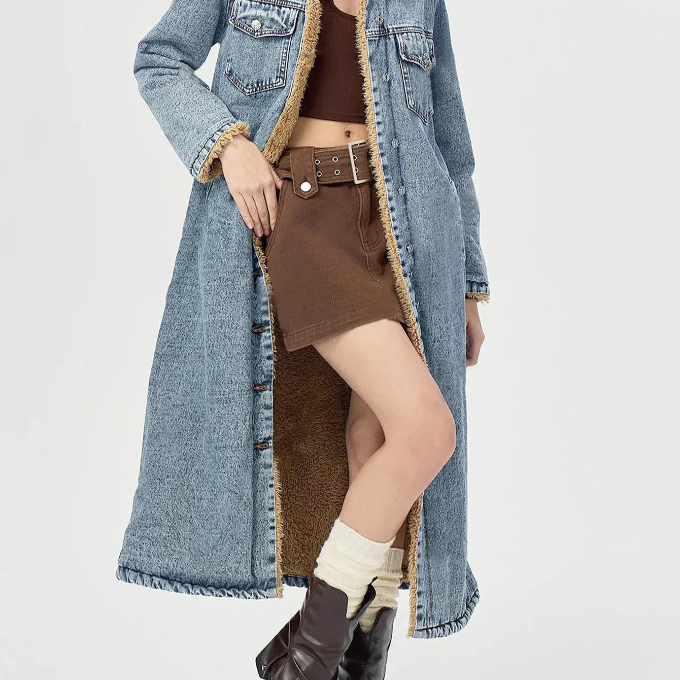 Rebecca Women's Denim Long Overcoat