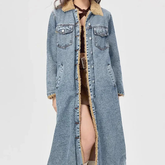Rebecca Women's Denim Long Overcoat